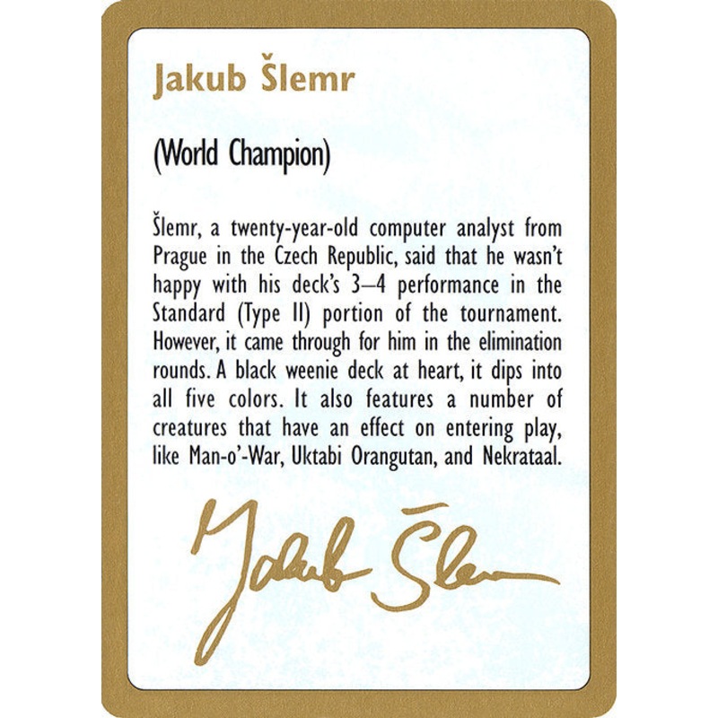 WC97: 1997 Jakub Slemr Biography Card