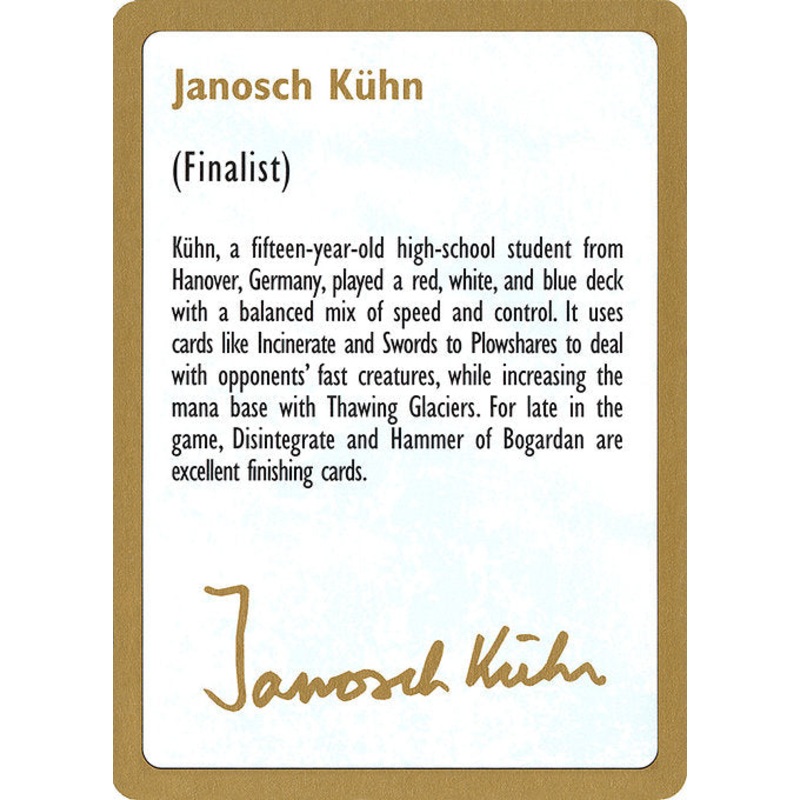 WC97: 1997 Janosch Kuhn Biography Card