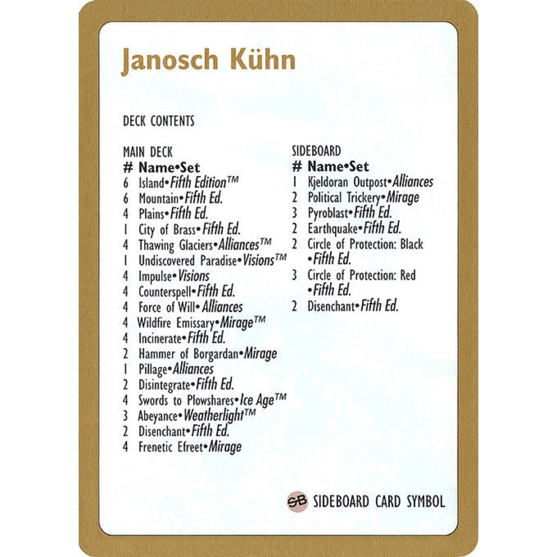 WC97: 1997 Janosch Kuhn Decklist Card