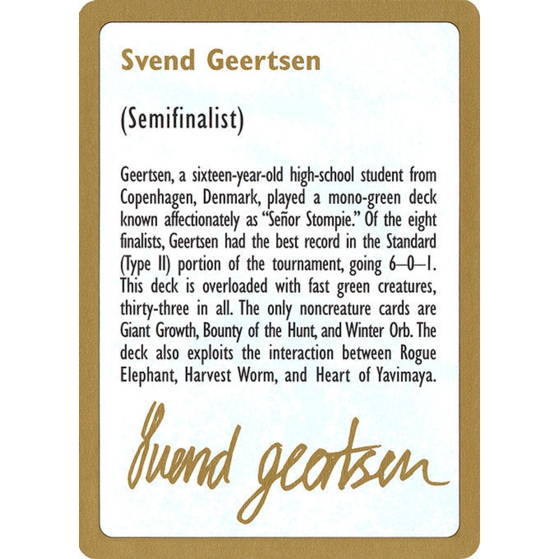 WC97: 1997 Svend Geertsen Biography Card
