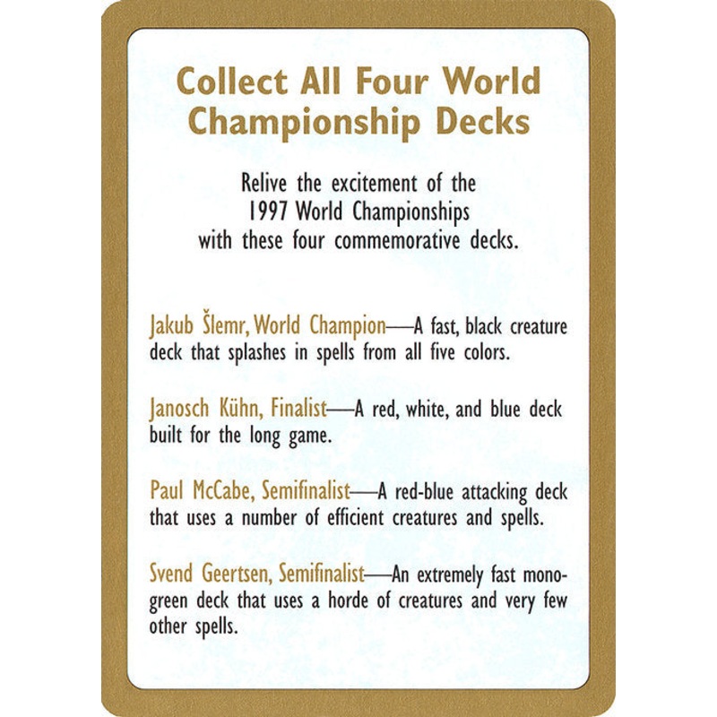 WC97: 1997 World Championship Advertisement Card