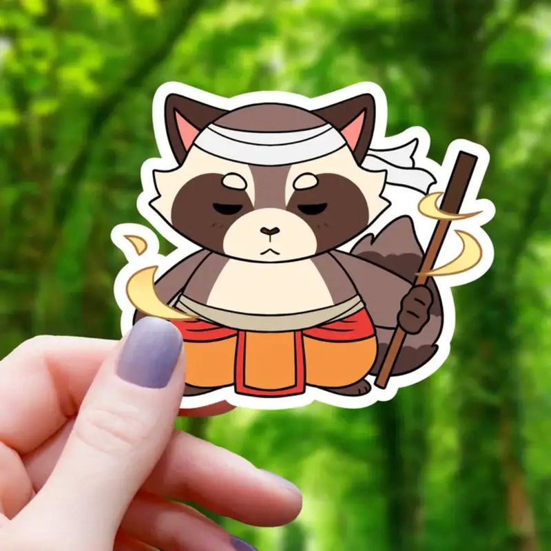 Monk Raccoon Sticker