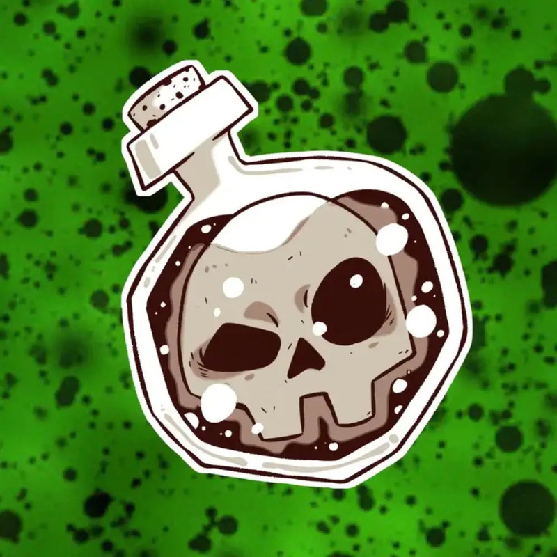 MKC Poison Vial Skull Sticker
