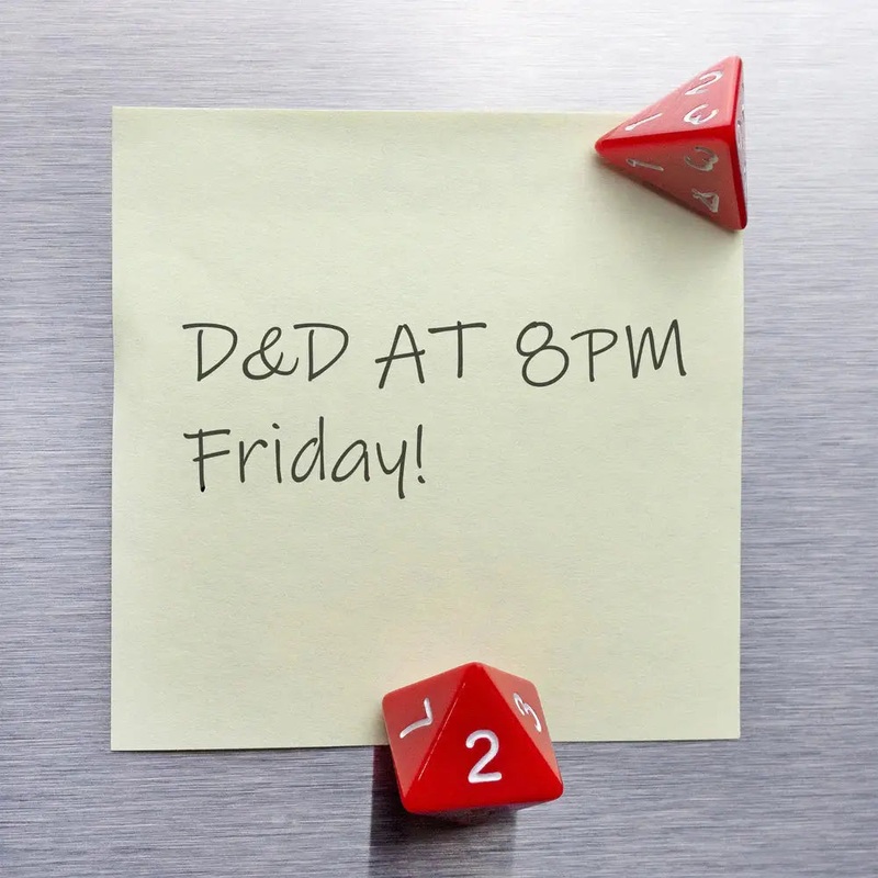 Red Polyhedral Dice Fridge Magnet Set (7)