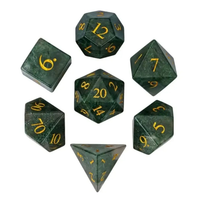 Gemstone Seaweed Agate Polyhedral (D&D) Dice Set (7)