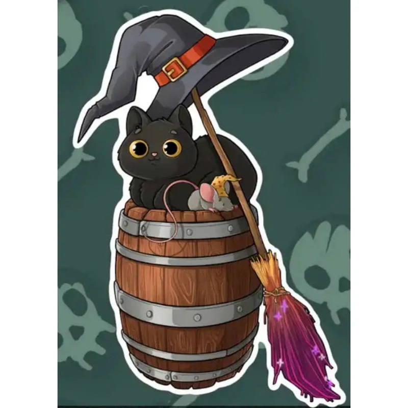 MKC Purrlin Sitting on a Barrel Sticker