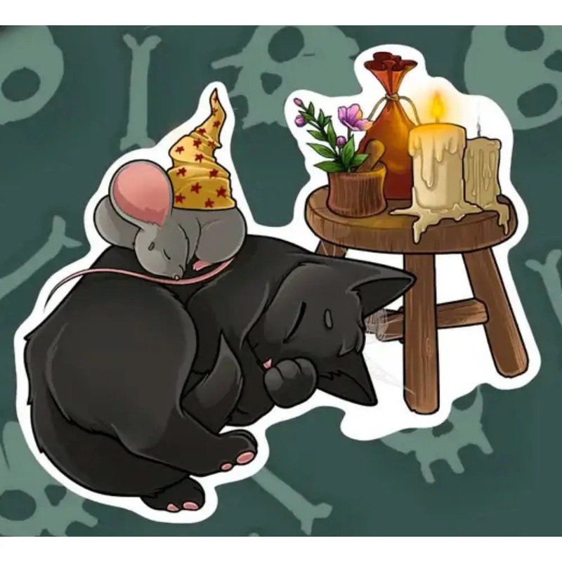MKC Purrlin Sleeping by Candlelight Sticker