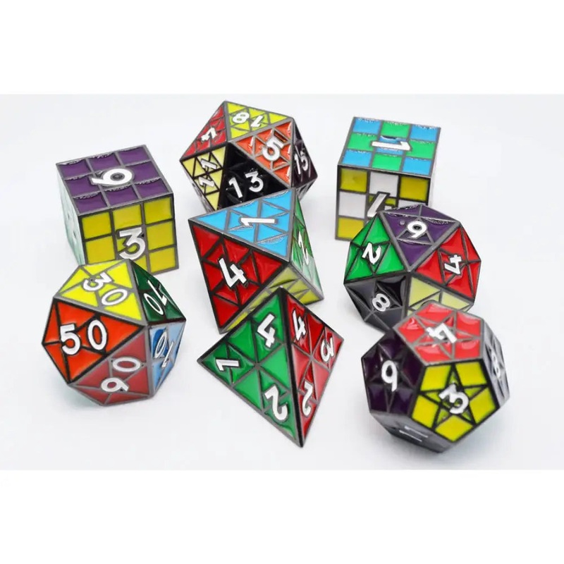 Puzzle Cube Midnight Metal Polyhedral (D&D) Dice Set (7)