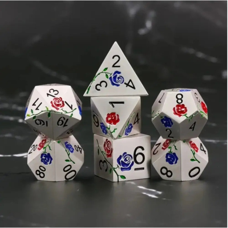 Roses Metal Polyhedral (D&D) Dice Set (7)