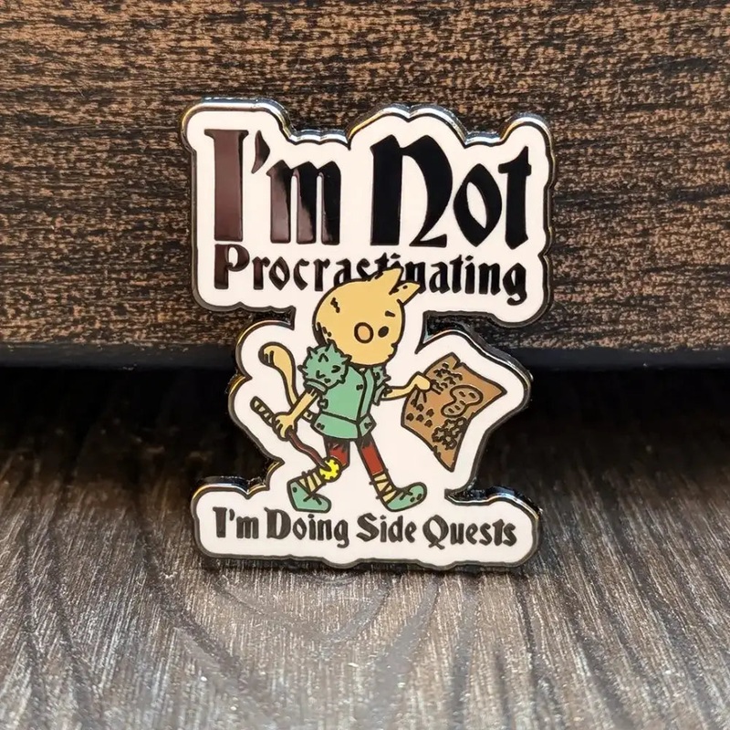 Cat Doing Side Quests Pin