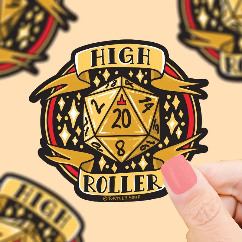 High Roller Dice D20 Polyhedron Sticker