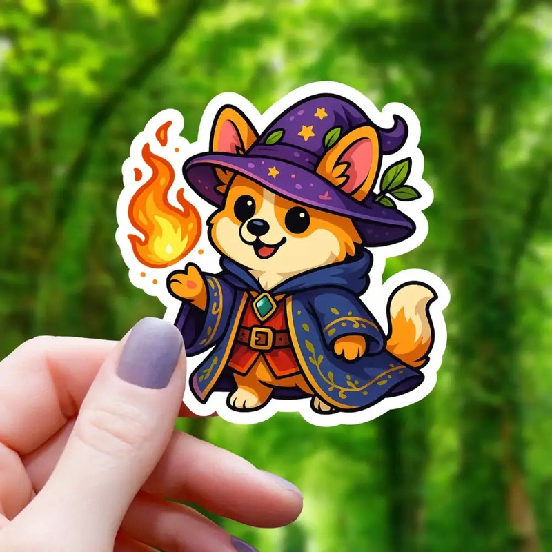 Wizard Dog Corgi Sticker