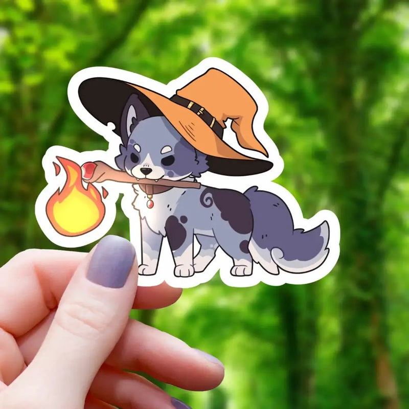 Wizard Dog with Spots Sticker