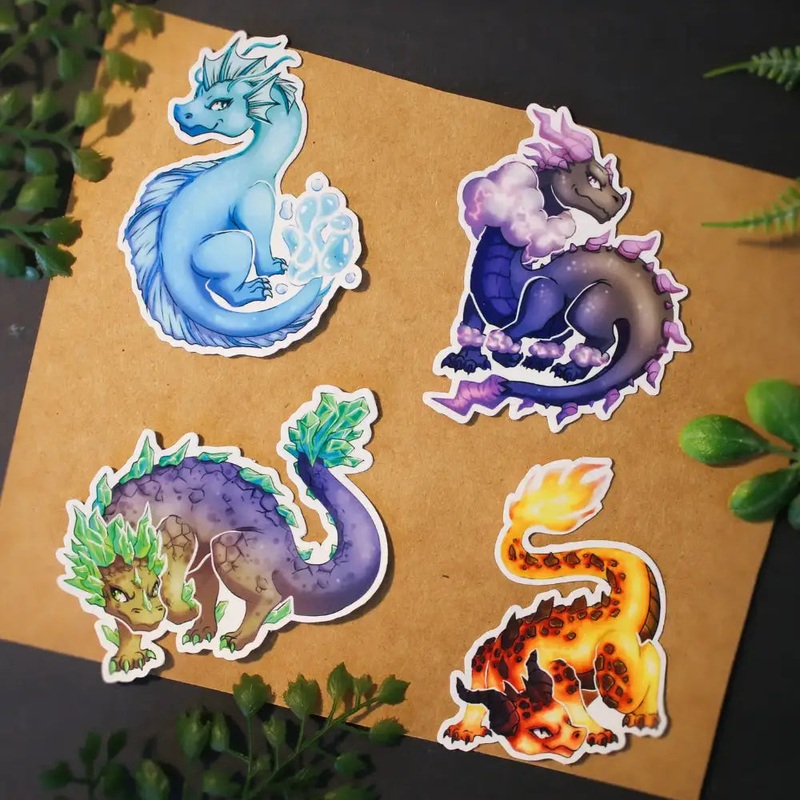 Elemental Dragon Sticker Set