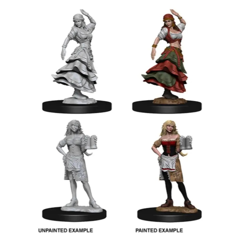 WizKids Unpainted Bartender and Dancing Girl (2)