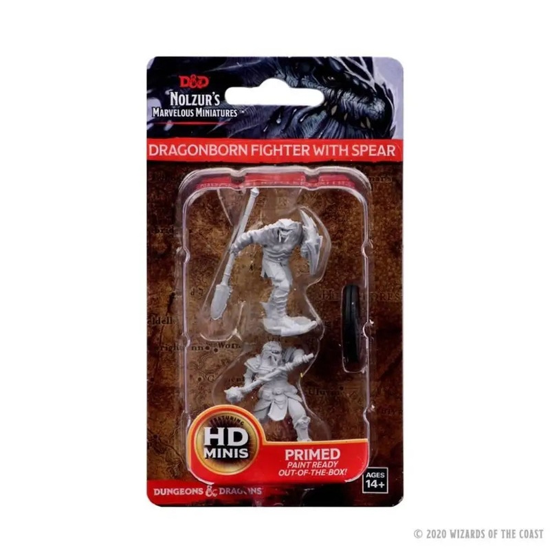 WizKids Unpainted Dragonborn Male Fighter with Spear (2)