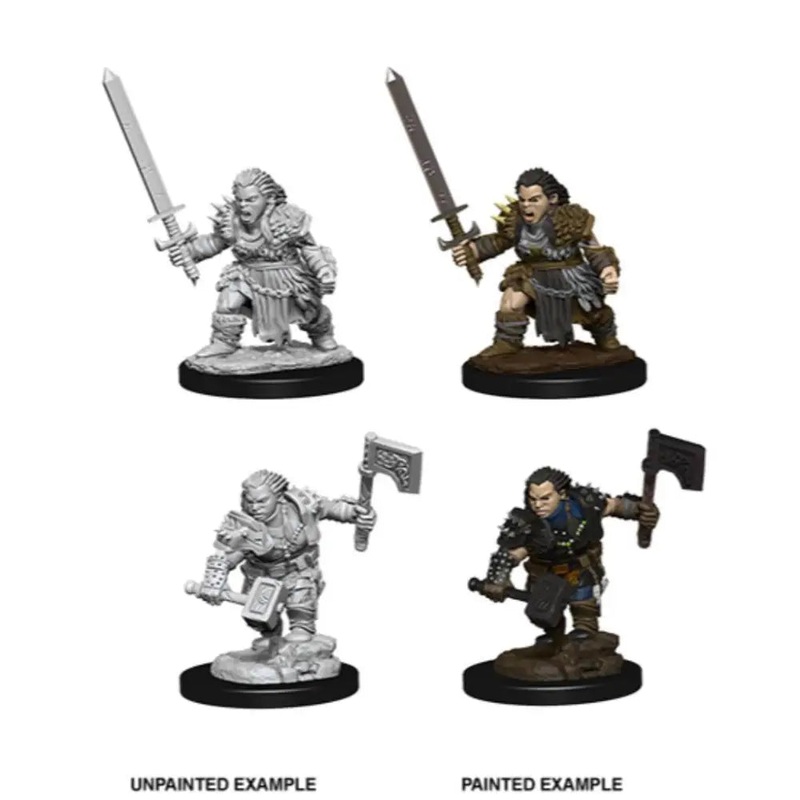 WizKids Unpainted Dwarf Female Barbarian (2)