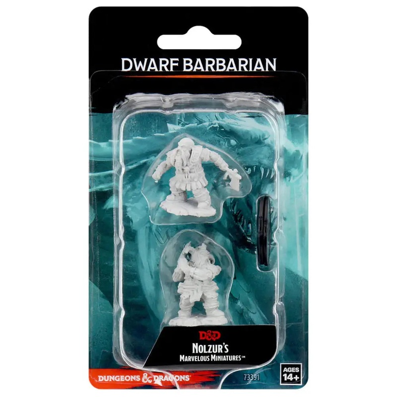 WizKids Unpainted Dwarf Male Barbarian (2)