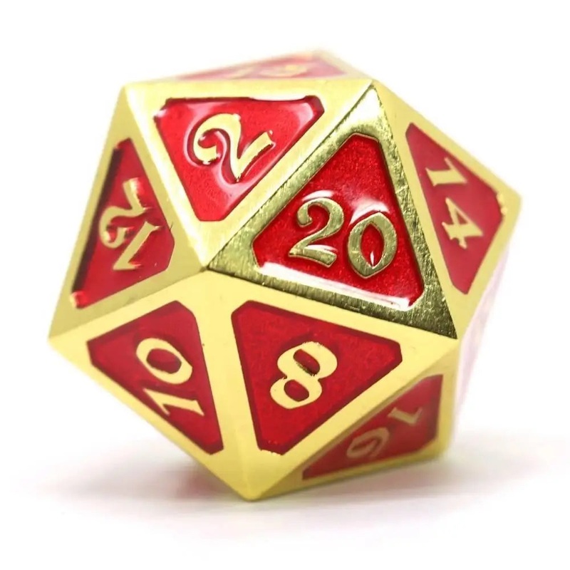 Gold Ruby Metal Polyhedral (D&D) Dice Set
