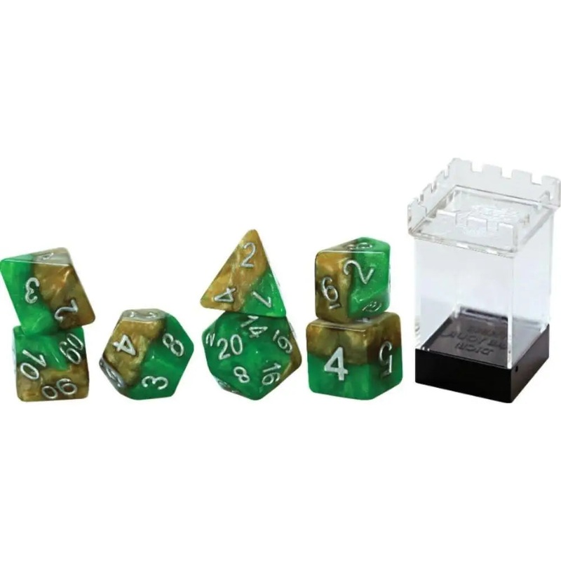 Halfsies Dice Robin Hood (7 Polyhedral (D&D) Dice Set)