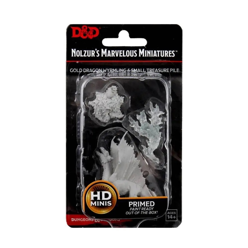 WizKids Unpainted Gold Dragon Wyrmling and Small Treasure Pile (2)