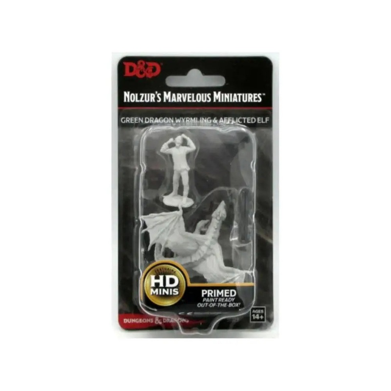 WizKids Unpainted Green Dragon Wyrmling and Afflicted Elf (2)