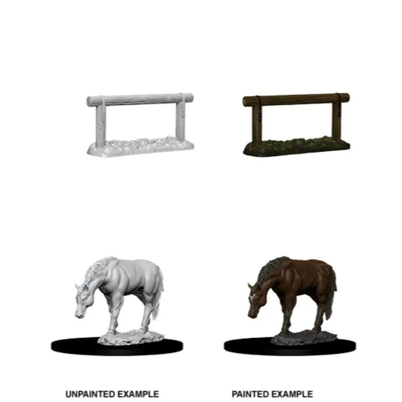 WizKids Unpainted Horse and Hitch (2)