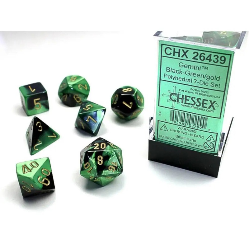 Chessex Gemini Black-Green w/Gold