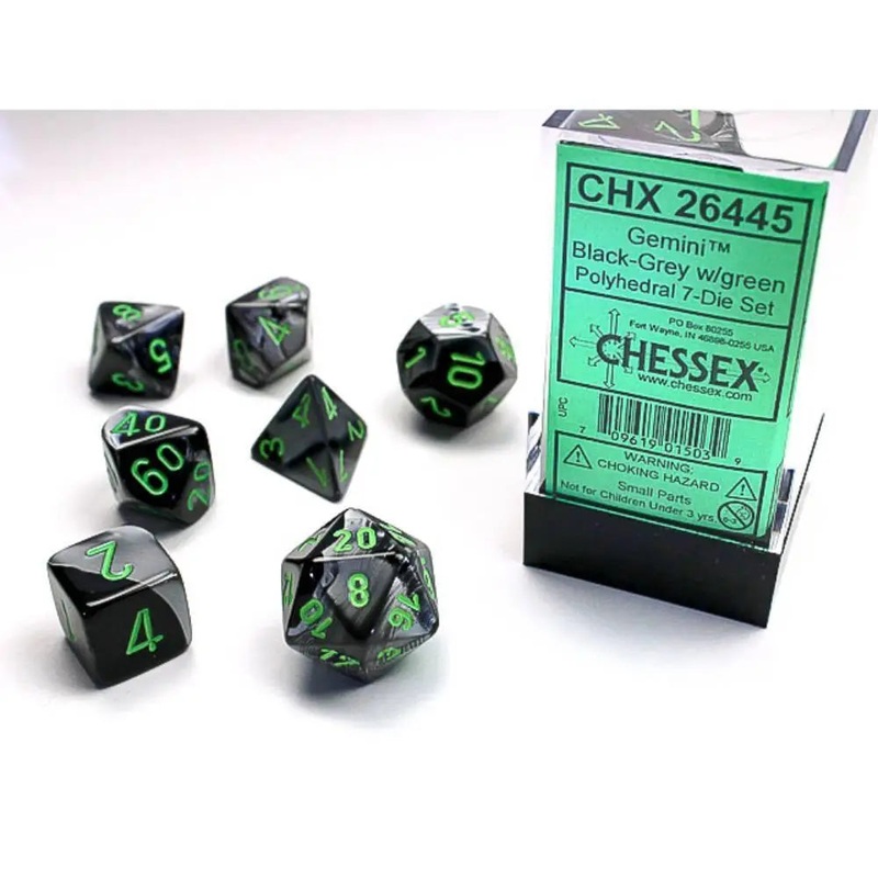 Chessex Gemini Black-Grey w/Green