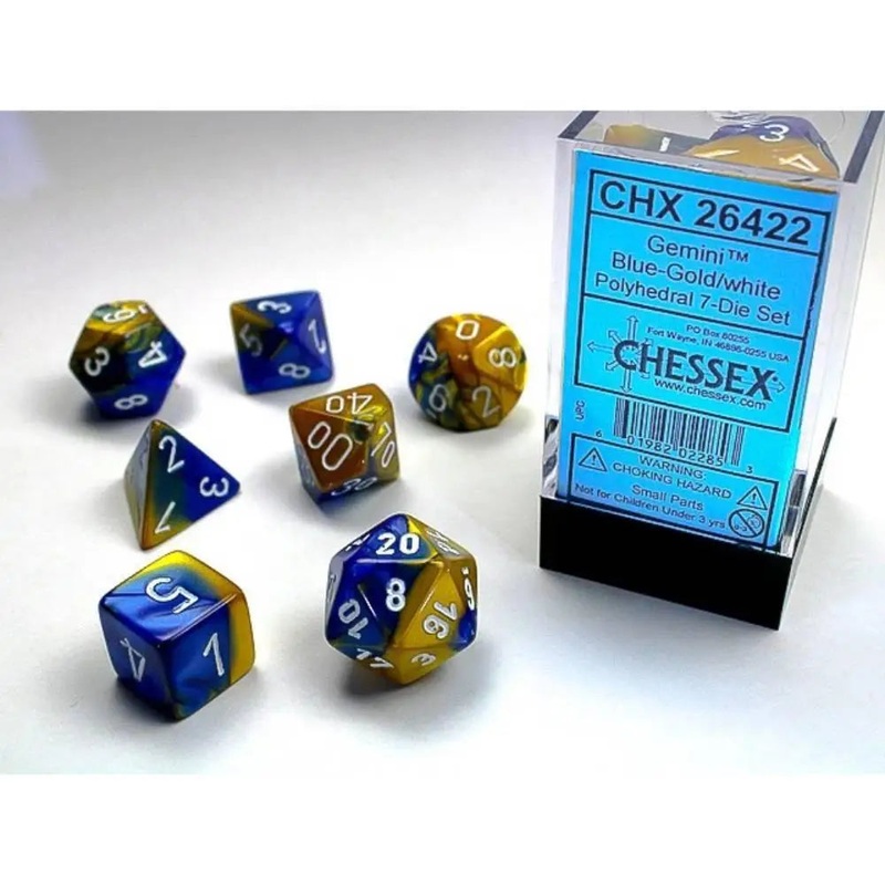 Chessex Gemini Blue-Gold w/White