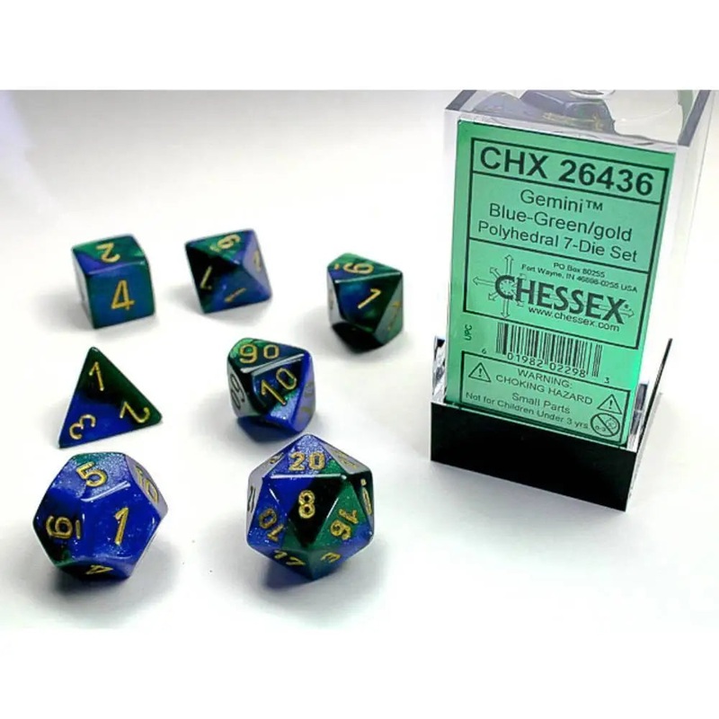 Chessex Gemini Blue-Green w/Gold