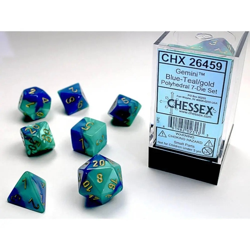 Chessex Gemini Blue-Teal w/Gold
