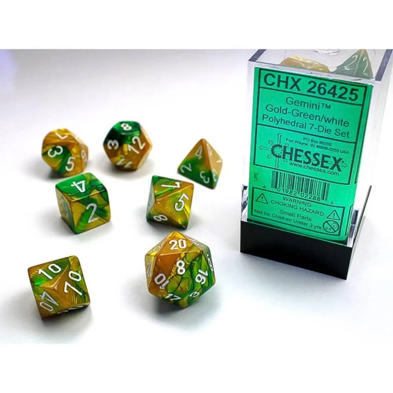 Chessex Gemini Gold-Green w/White