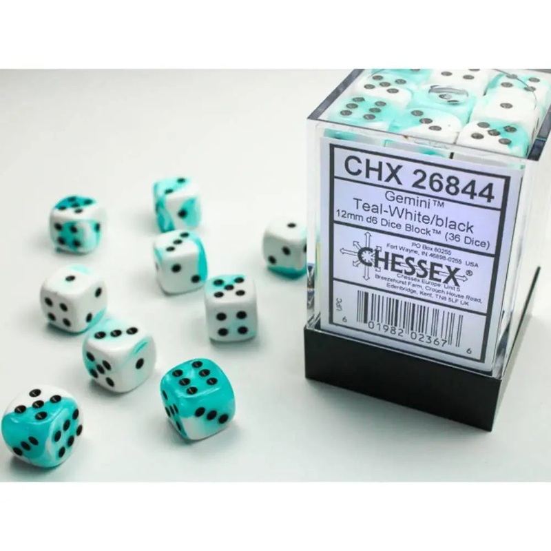 Chessex Gemini Teal-White w/Black