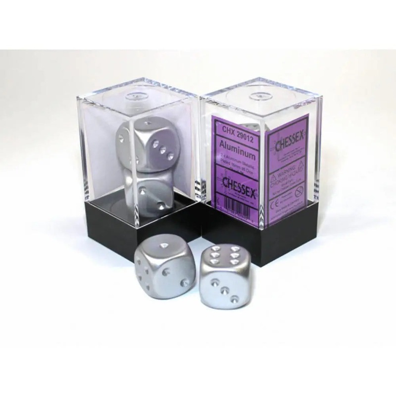 Chessex Metallic Aluminum-Plated 16mm d6 w/Pips (2)