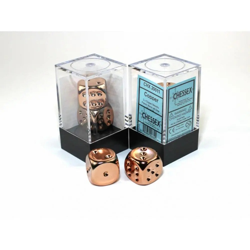 Chessex Metallic Copper-Plated 16mm d6 w/Pips (2)