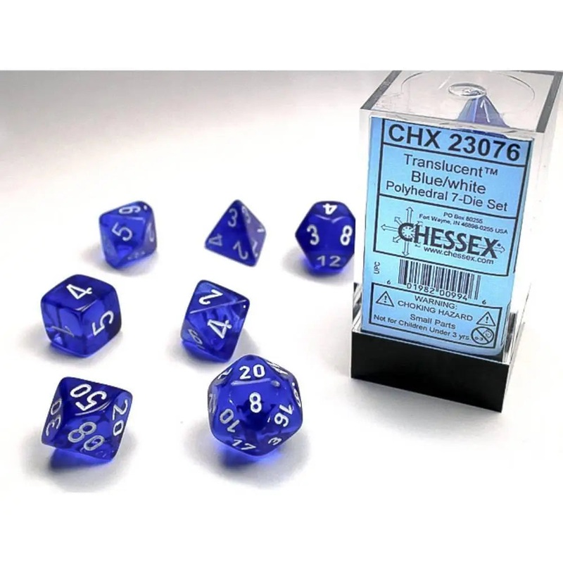 Chessex Translucent Blue w/White