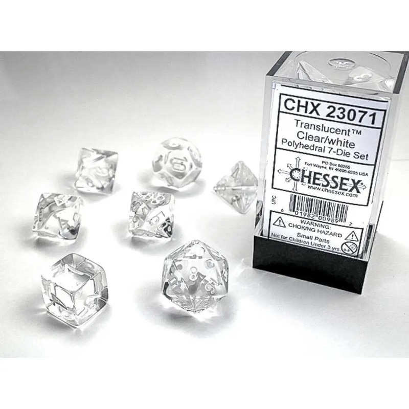 Chessex Translucent Clear w/White