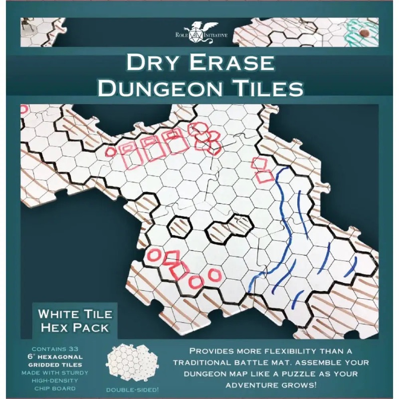 Dry Erase Dungeon Tiles White Hexagon
