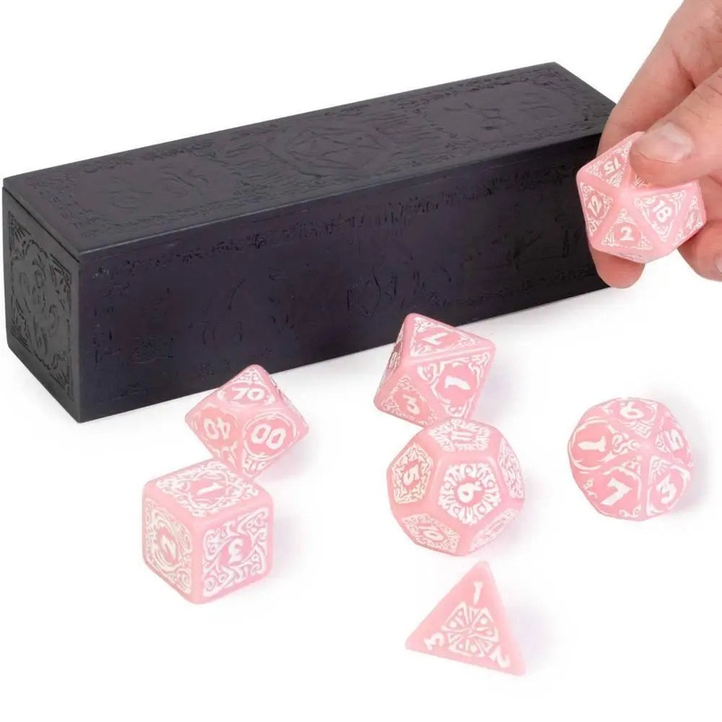 WizDice Titan Dice Cherry Blossom Polyhedral (D&D) Dice Set (7)