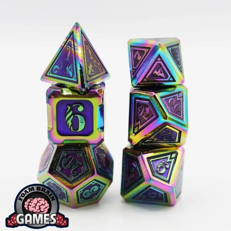 Alchemist Burnt Opal Metal Polyhedral (D&D) Dice Set (7)