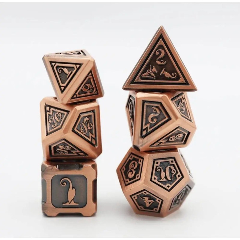 Alchemist Copper Metal Polyhedral (D&D) Dice Set (7)