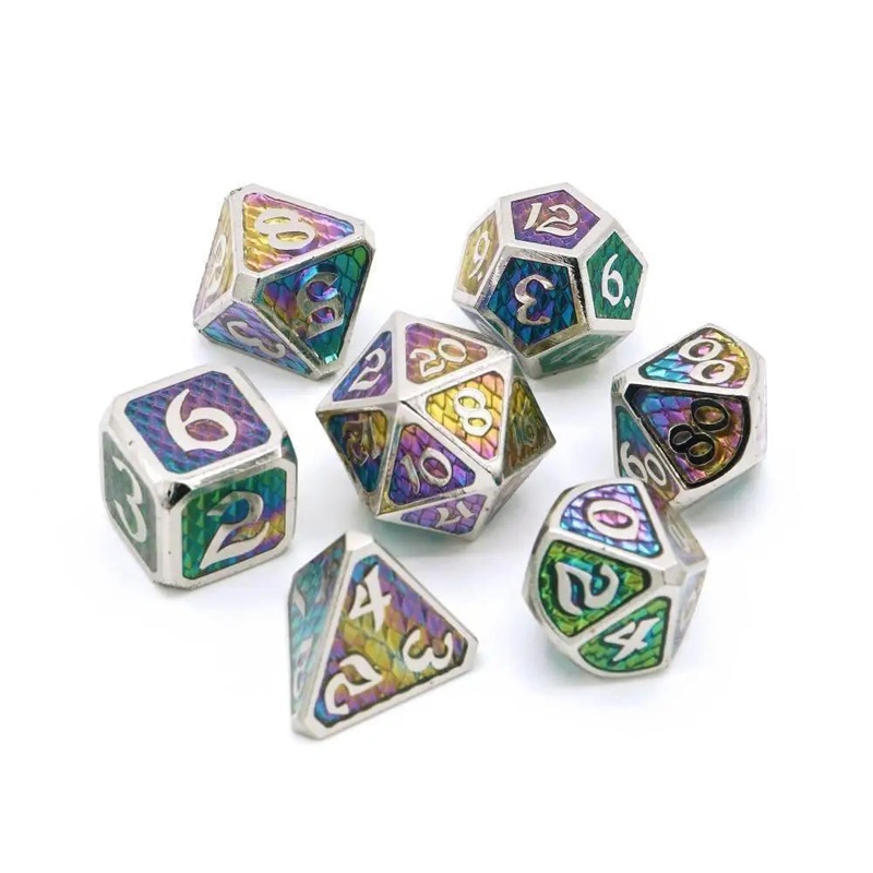 Drakona Khaos Aether Metal Polyhedral (D&D) Dice