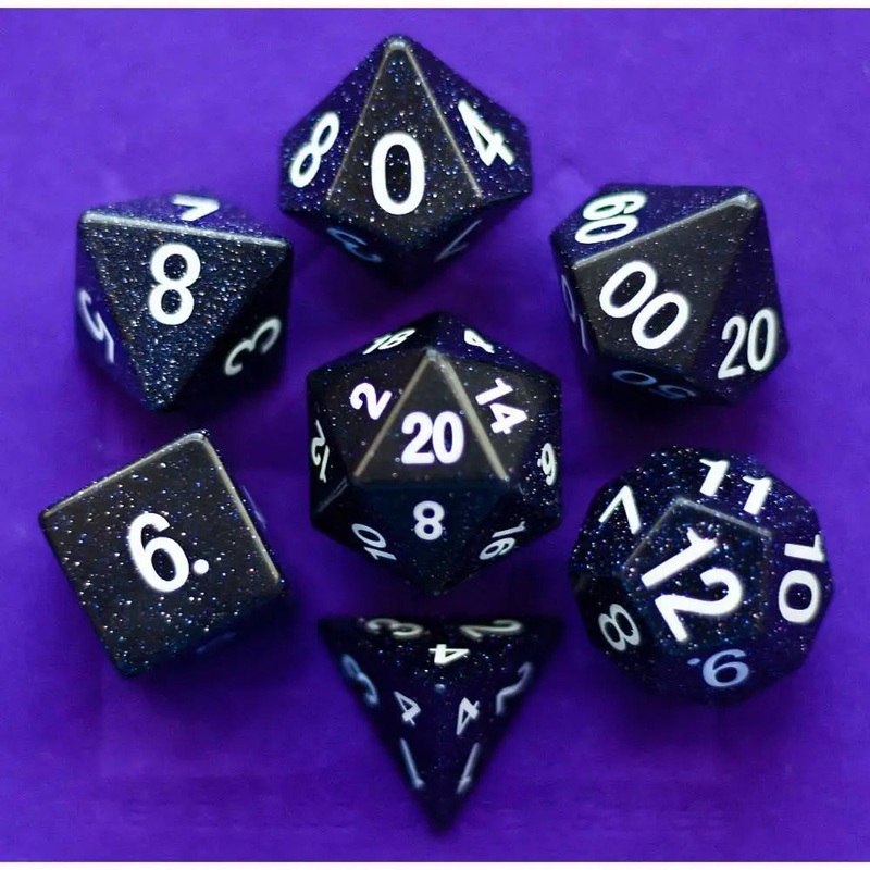 Gemstone Polyhedral (D&D) Dice Set Blue Sandstone