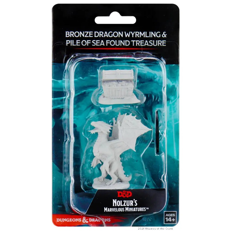 WizKids Unpainted Bronze Dragon Wyrmling and Pile of Sea-found Treasure (2)