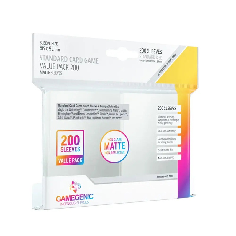Gamegenic Matte Prime Standard Card Sleeves Clear Value Pack (200ct)