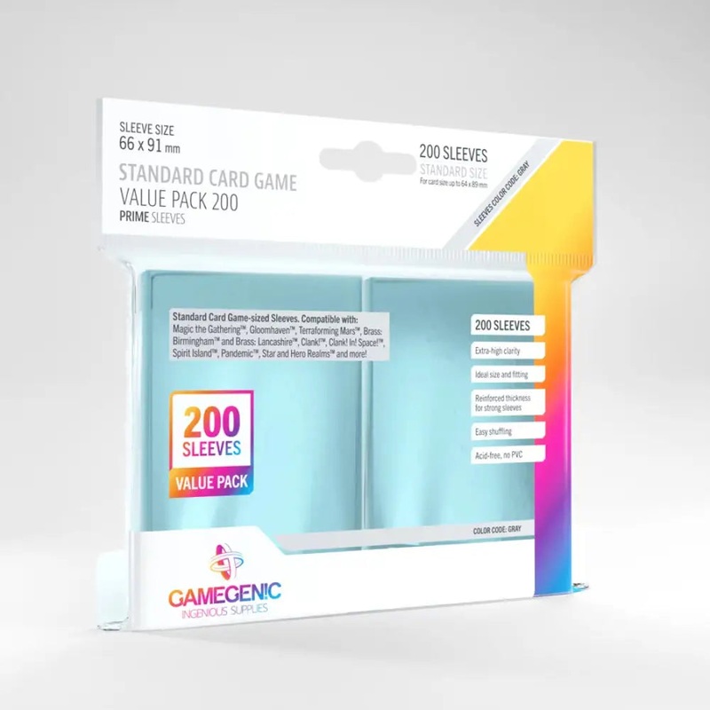 Gamegenic Prime Standard Card Sleeves Clear Value Pack (200ct)