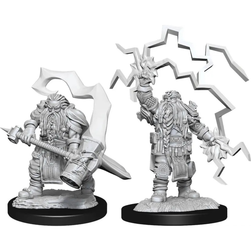 WizKids Unpainted Dwarf Male Cleric (2)