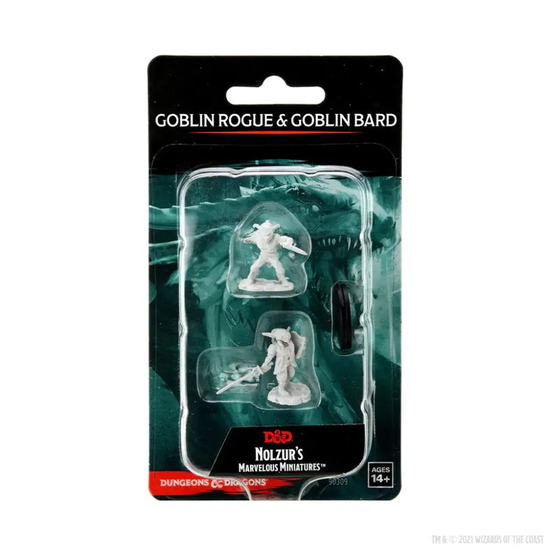 WizKids Unpainted Goblin Male Rogue and Goblin Female Bard (2)