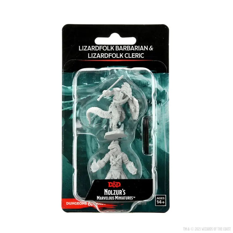 WizKids Unpainted Lizardfolk Barbarian and Lizardfolk Cleric (2)